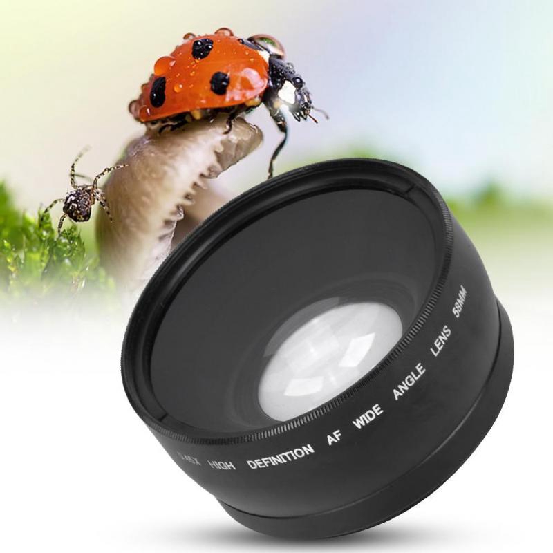 Ống kính góc rộng và macro 58mm 0.45X màu đen cho máy ảnh SLR DSLR