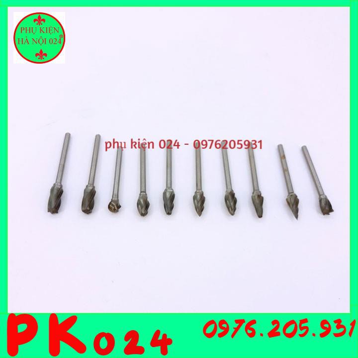 Bộ Mũi Doa Mài Hợp Kim Răng Cưa Thưa Mài Kim Loại Và Gỗ 3x6mm