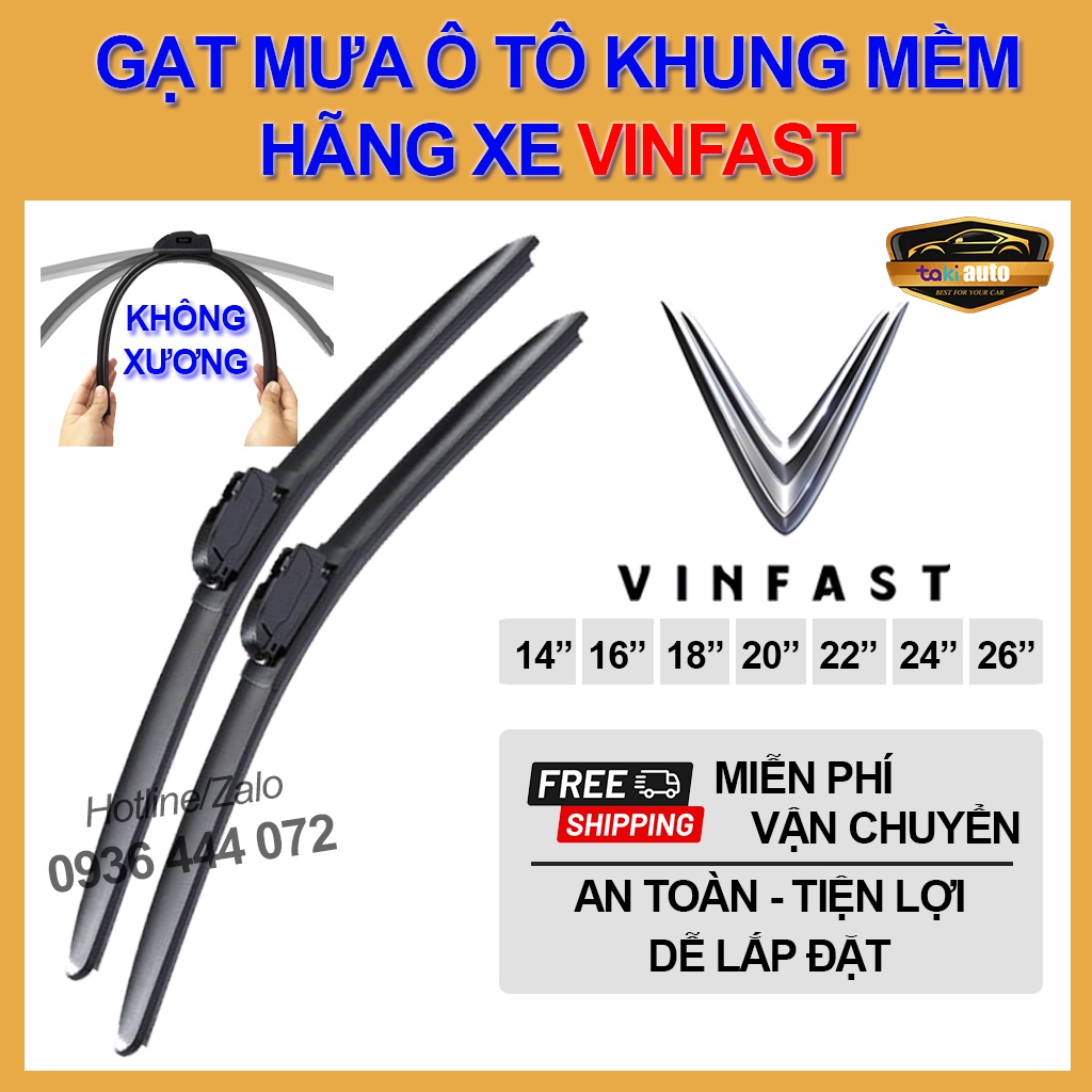[VINFAST] Cần gạt nước mưa khung mềm cao cấp xe Fadil LUX thanh gạt kính nước mưa xe hơi 4,5,7 chỗ, lưỡi gạt mưa
