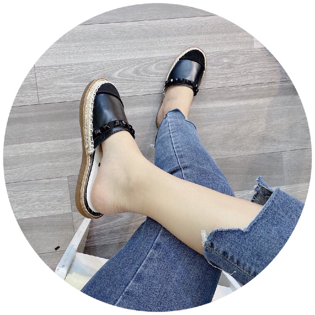 Giày sục đế cói êm chân da lỳ mềm chất đẹp | BigBuy360 - bigbuy360.vn