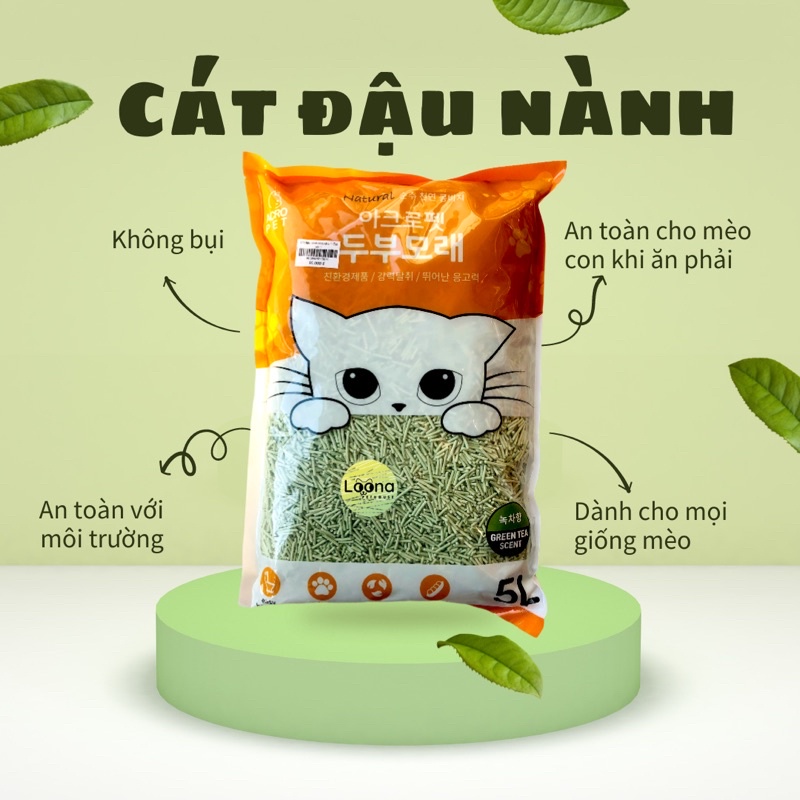 Cát đậu nành Acropet 5L Cát vệ sinh cho mèo Cát xả bồn cầu