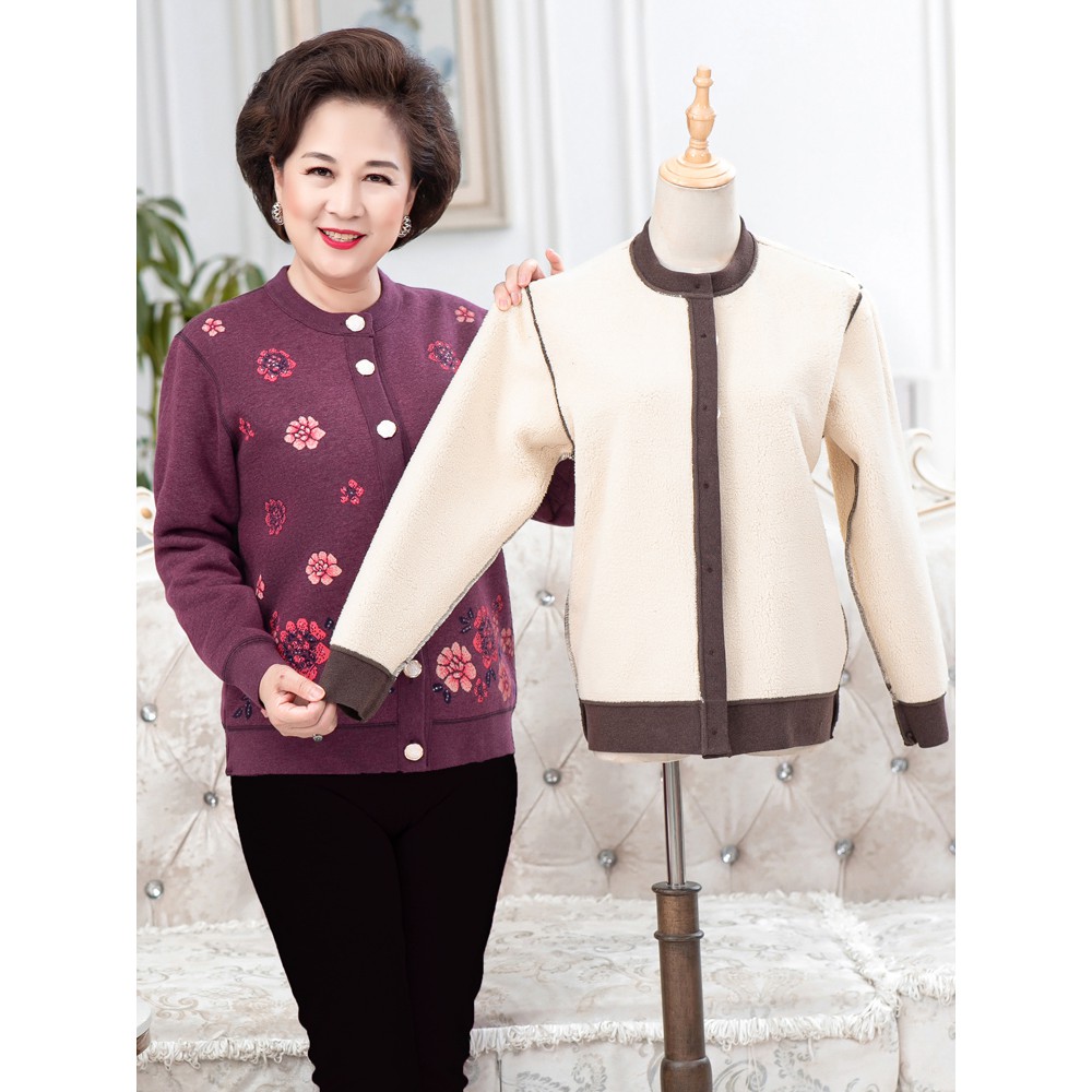 áo khoác nỉ lót lông trung niên cho bà cho mẹ hàng đẹp 2021