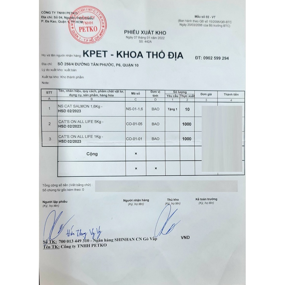 Cat's On Hạt thức ăn mèo Hàn Quốc 1Kg Hàng công ty