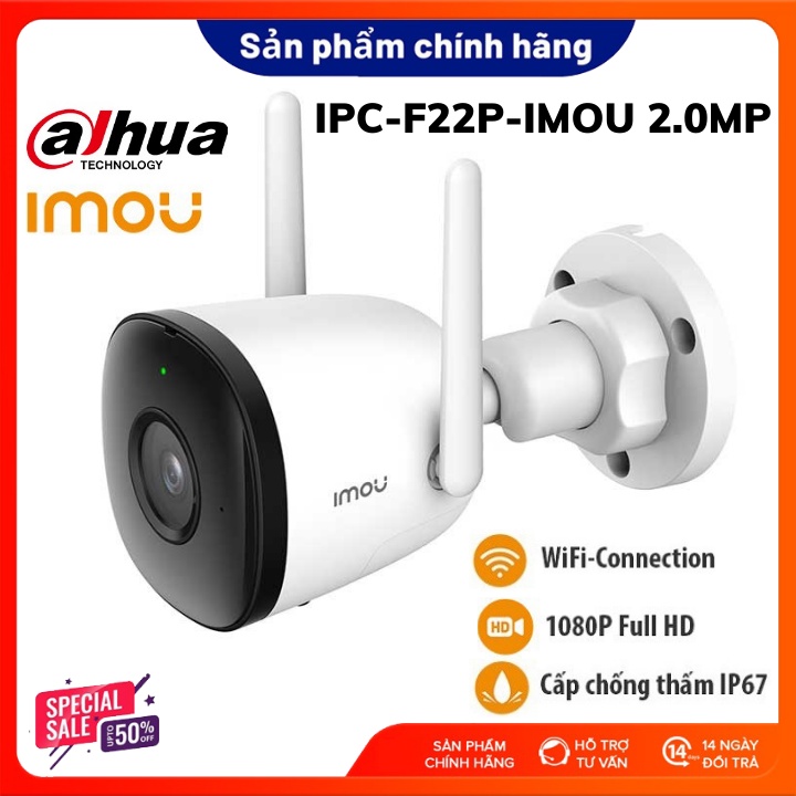 Camera wifi IMOU IPC-F22P-IMOU 2.0MP (Dahua) 2.0 MPX-Ngoài trời-Chính hãng-Bảo hành 24 tháng