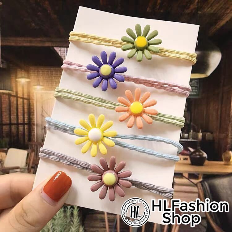 Dây cột buộc tóc co dãn bông cúc thời trang Ulzzang Hàn Quốc cho nữ, kẹp tóc nữ HLFashion