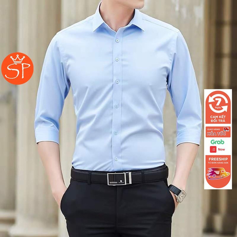 Áo Sơ Mi Nam, Sơ Mi Nam Dài Tay Vải Lụa Thoáng Mát, Thấm Hút, không Nhăn Chống Xù Dáng Body