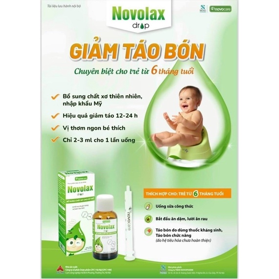 ✅ NOVOLAX Drop dùng cho trẻ từ 6 tháng tuổi giúp bổ sung chất xơ, giảm táo bón, tốt cho tiêu hoá