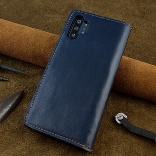 Bao Da Samsung Note 10 Plus Handmade Cổ Điển Da Bò Thật
