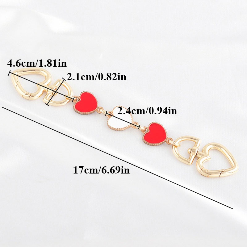 Phụ kiện dây xích nối dài khóa túi xách họa tiết trái tim