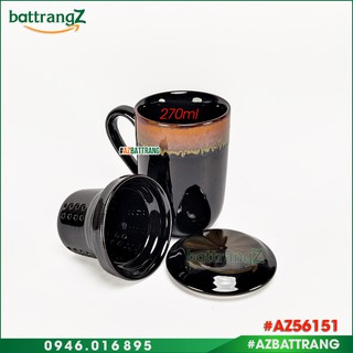 Cốc sứ pha trà có nắp đậy men hỏa biến-azbtplus