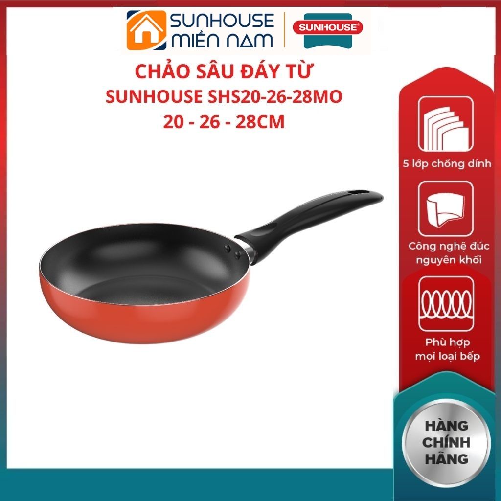 (HCM Giao 2H) Chảo chống dính đáy từ sâu lòng SHS20MO SHS26MO SHS28MO SUNHOUSEE đường kính 20 26 28c