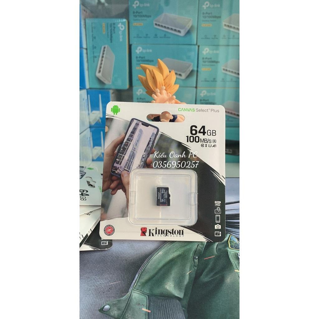 Thẻ Nhớ MicroSD Kingston 64GB Class 10 100Mbs Bảo hành 60 Tháng - 32/64/128GB