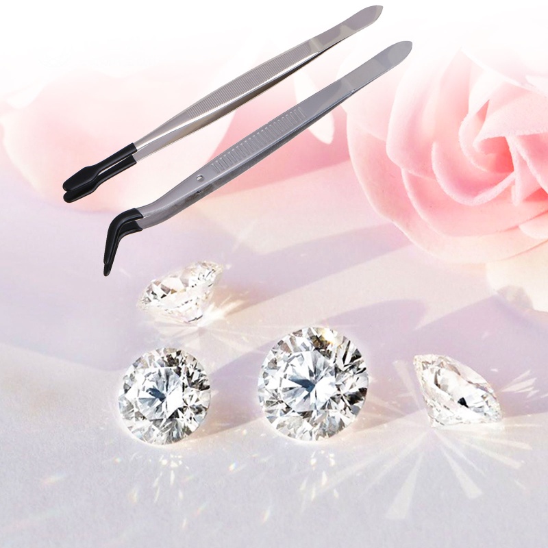 Nhíp Đầu Cao Su Thẳng Bằng Thép Không Gỉ Kèm 2 Đầu Nhíp Dùng Để Làm Đồ Trang Sức