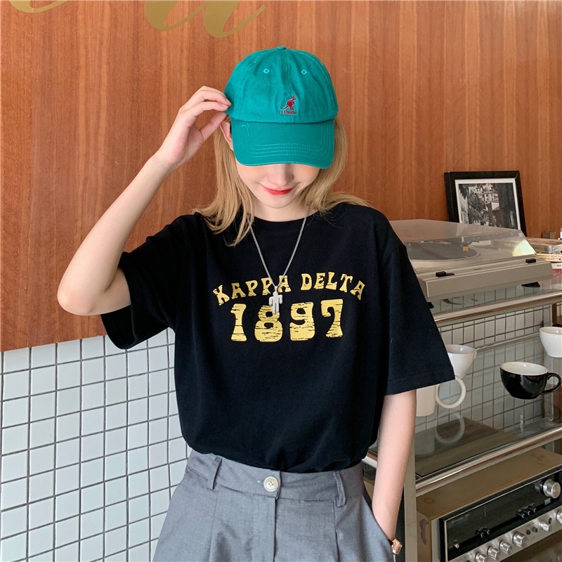 Áo Thun Tay Ngắn In Chữ Đơn Giản Thời Trang