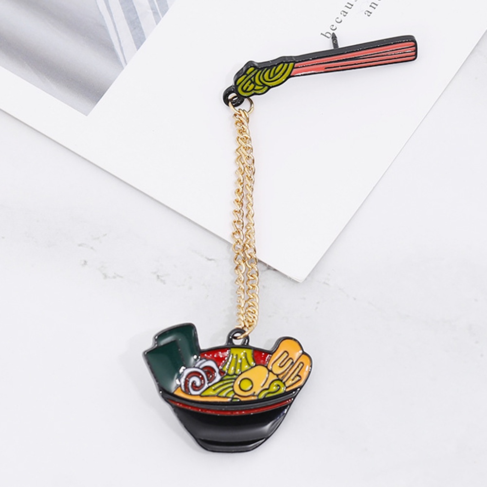 Trâm cài áo tráng men hình tô mì Nhật Bản phối dây chuỗi thời trang