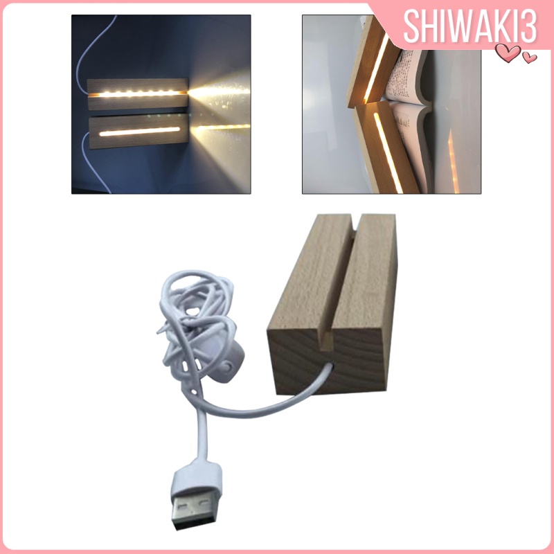 Đèn Led Để Bàn Đế Gỗ Hình Chữ Nhật Có Công Tắc Usb Shiwaki3