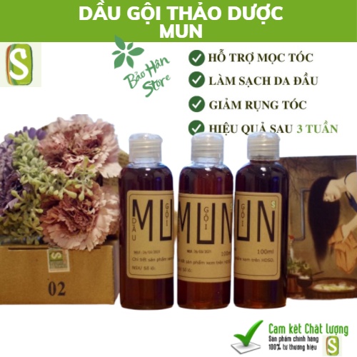 Dầu Gội Thảo Dược MUN Giảm Các Vấn Đề Của Tóc Như: Gàu, Ngứa, Rụng Tóc, Khô Xơ Chẻ Ngọn, Tóc Bạc Sớm…