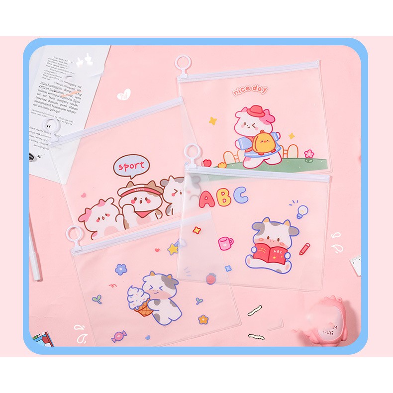 [Mã LIFEBOOK2 giảm 10% đơn 0Đ] Túi Đựng Bút Trong Suốt Hình Cute Dễ Thương (21*17cm) - Hộp Đựng Bút Khóa Zip Siêu Đẹp