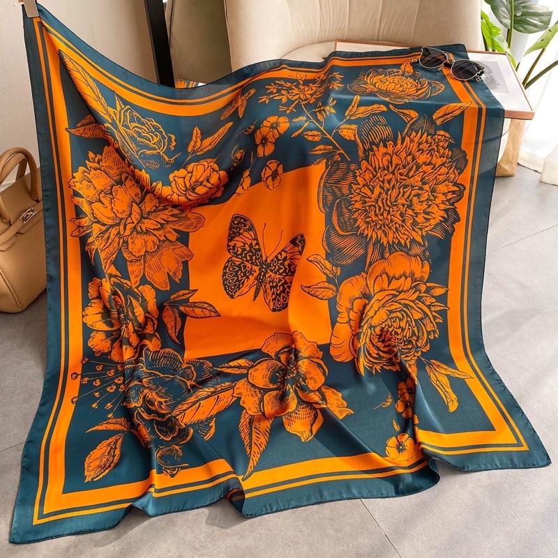 Khăn choàng cổ lụa vuông đa năng cao cấp size 110x110cm