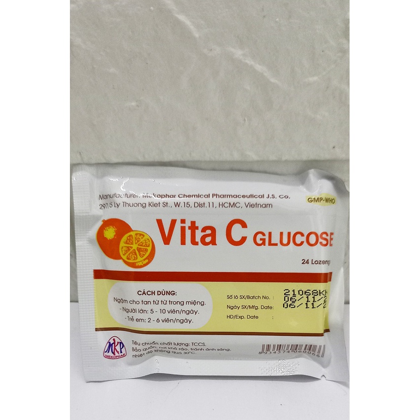 Viên ngậm Vita c glucose gói 24 viên. Bổ sung vitamin C dạng viên giúp tăng đề kháng