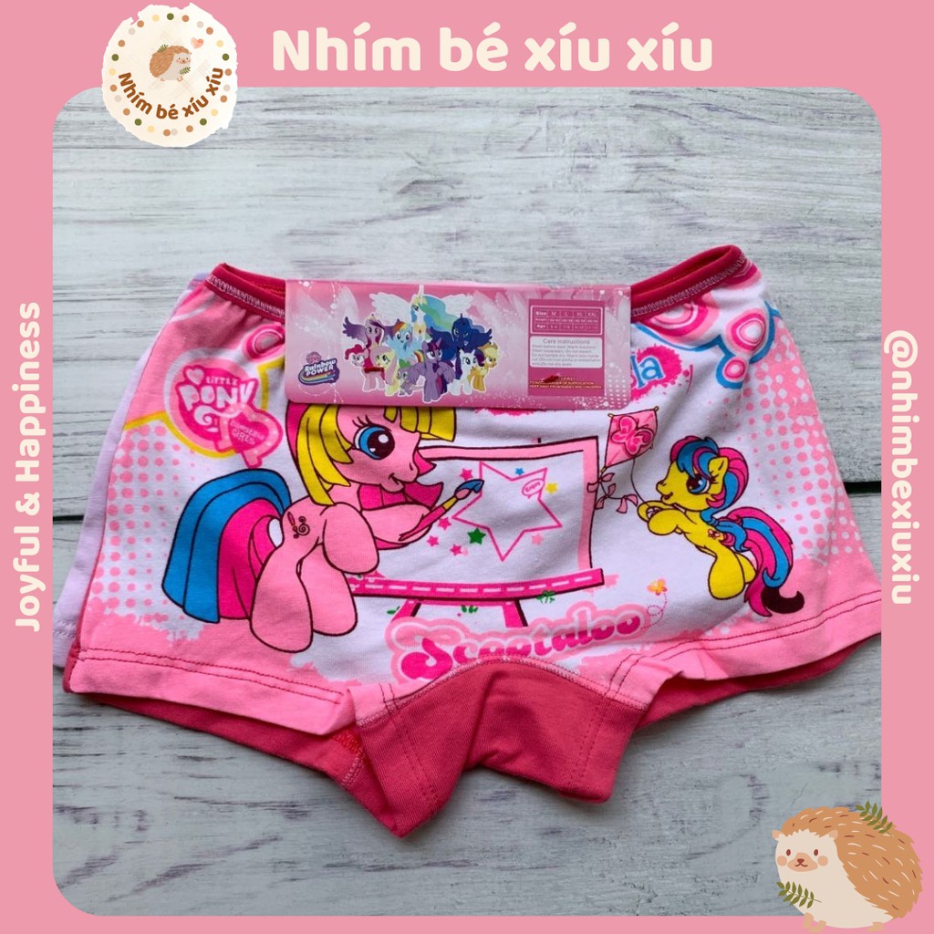 Combo 2 quần chip đùi/quần lót đùi cotton bé gái hình Elsa/Pony (15-28 kg) nhimbexiuxiu