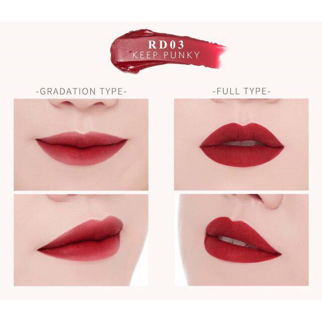 💄Son Kem Lì A'Pieu Color Lip Stain Matte Fluid Màu : #RD03 đỏ rượu siêu đẹp