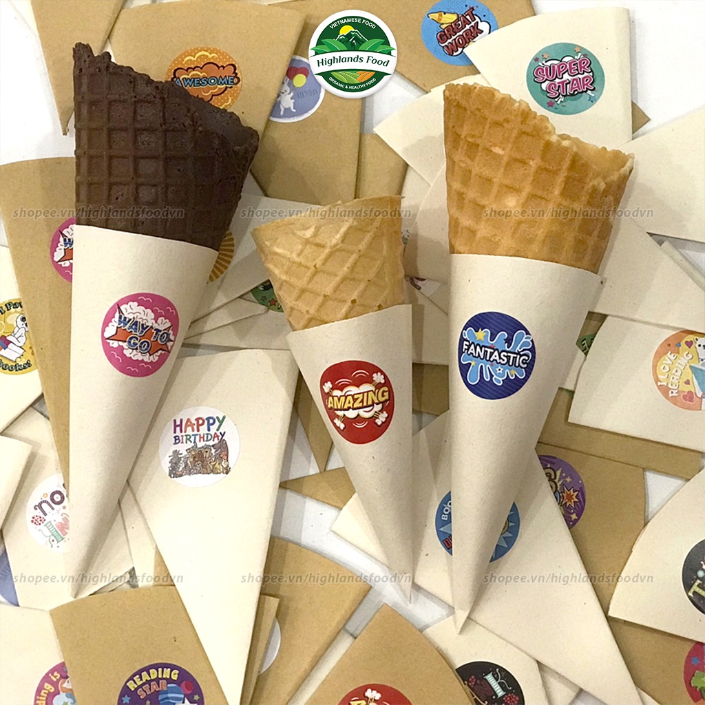 Đế Giấy Quấn Vỏ Kem Ốc Quế - 50 Cái Hình Ngẫu Nhiên - KT: 4.5x8cm - 5.5x11cm