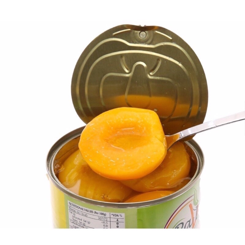 Đào ngâm giòn Green Food - Hộp 820gr
