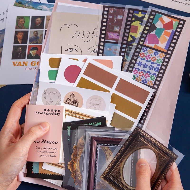 Bộ 36 chi tiết sticker postcard Master paintings set decor trang trí phòng, sổ tay | BSQ038