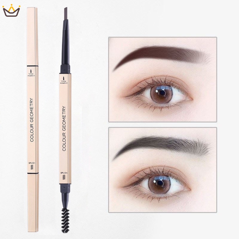 Bút Chì Kẻ Lông Mày Hai Đầu Siêu Mịn Siêu Mịn Tự Nhiên Màu Vàng Hình Học Màu Sắc Hình Học Bền Bỉ Không Dễ Bị Nhòe MM