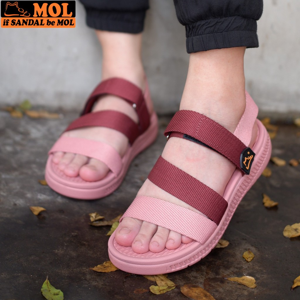 Giày sandal couple nam nữ quai ngang siêu nhẹ có quai hậu cố định cho cặp đôi mang đi học đi biển du lịch hiệu MOL MS2R2