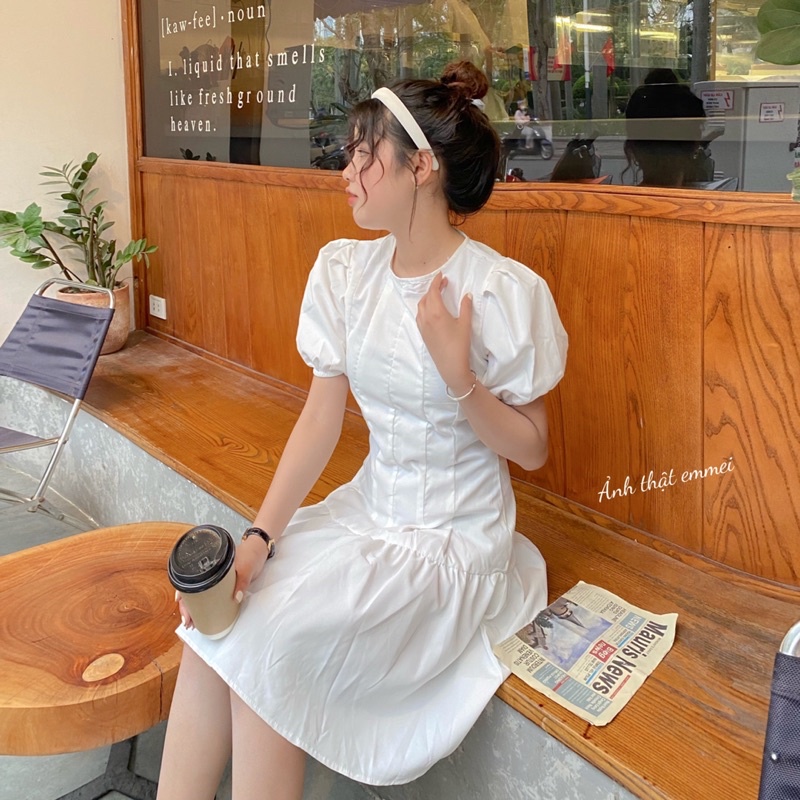 Đầm trắng nữ dáng ngắn xòe, váy đen dáng ôm emmei v113 | BigBuy360 - bigbuy360.vn