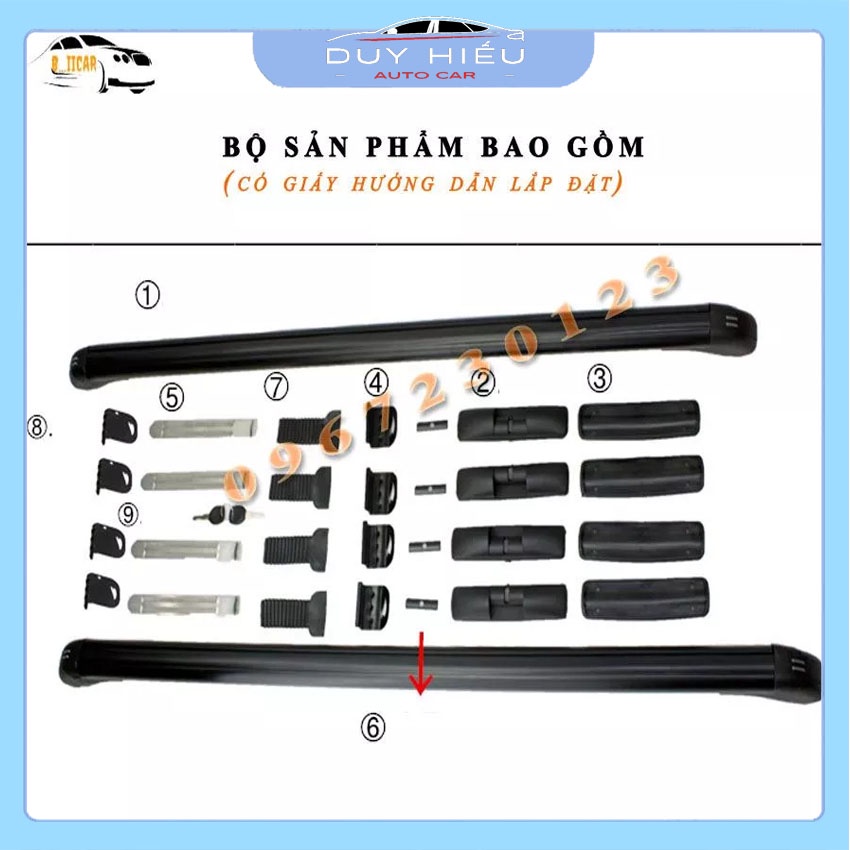 Giá nóc xe 7 chỗ MISUBISHI XPANDER thanh ngang chở hàng chất liệu hợp kim cứng nặng 4kg