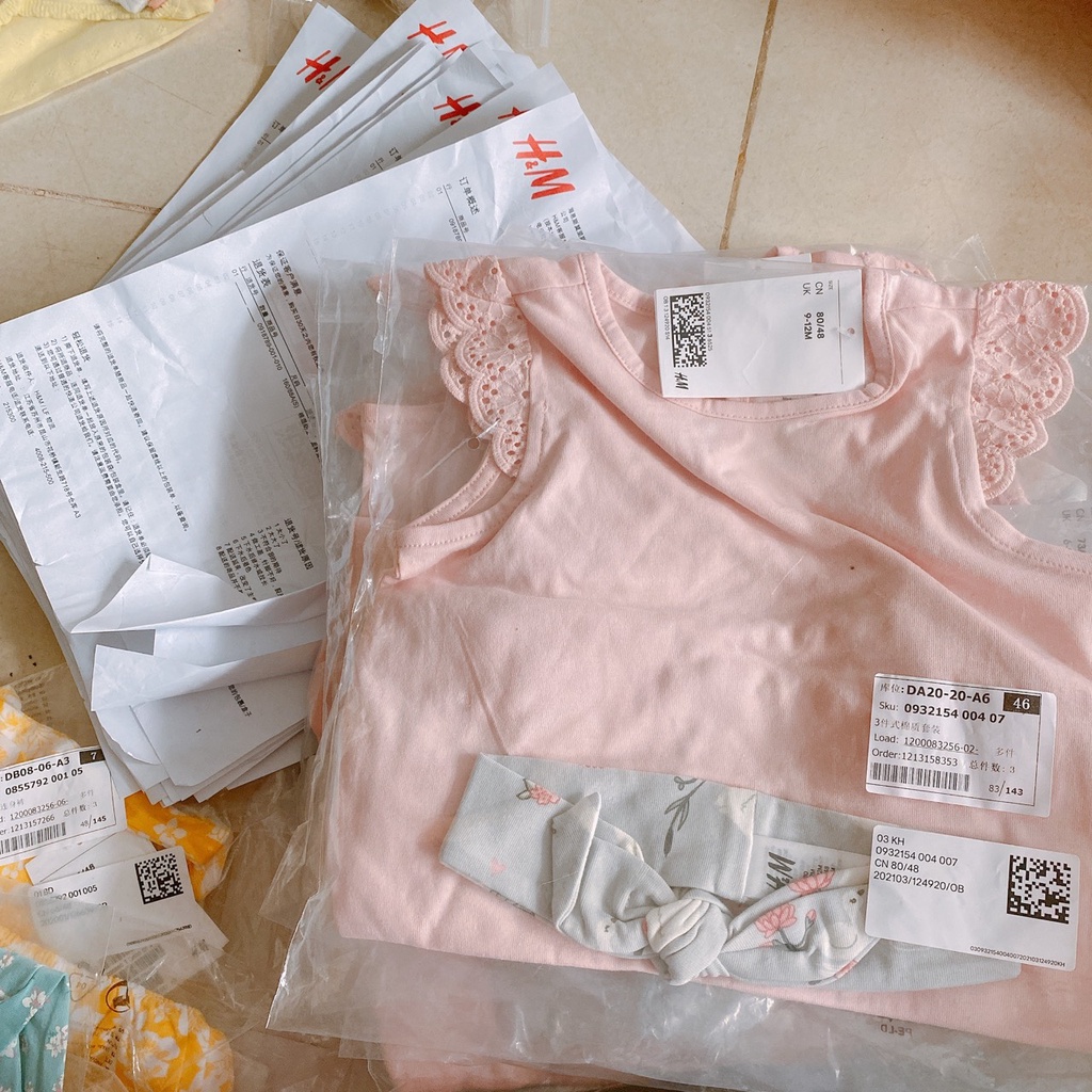 Set HM áo cánh tiên và quần dài kèm băng đô