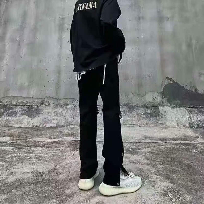 Quần dài phối kiểu rách thời trang phong cách đường phố retro Nhật Bản cho nam