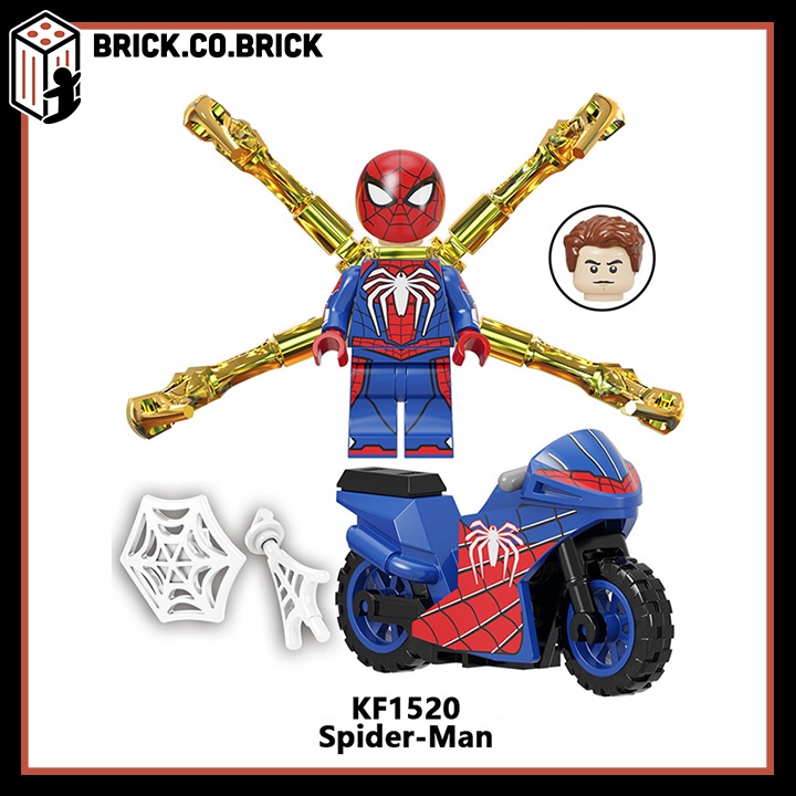 Người Nhện Spider Man Kèm Xe Mô tô cực chất Mô Hình Minifigure Siêu Anh Hùng Marvels Nhện Mạ đuôi vàng KF6137
