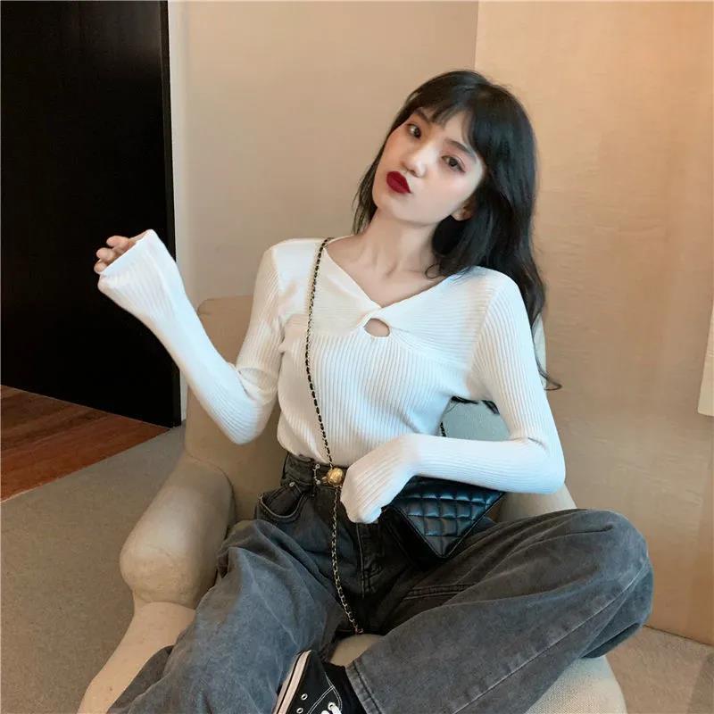 COZOK Áo sweater tay dài dáng ôm thời trang phương tây dễ phối đồ