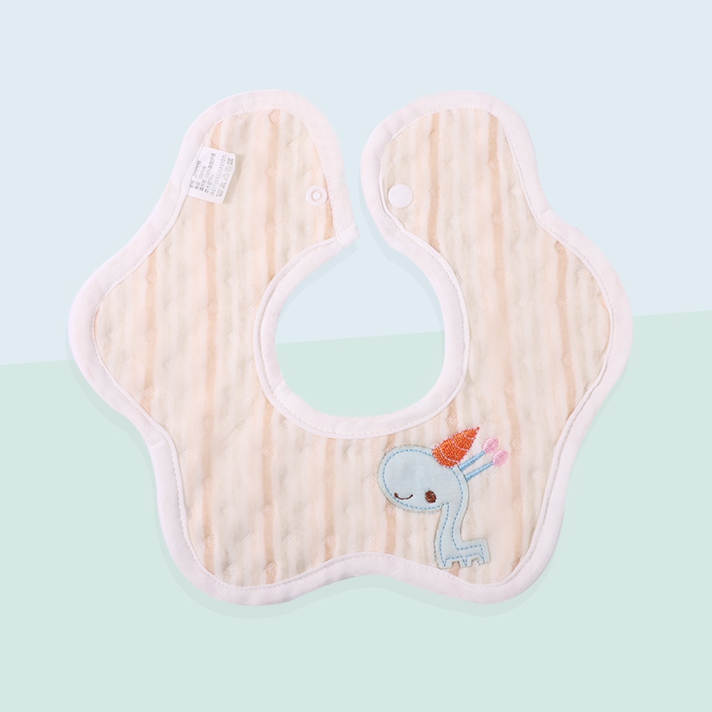 100% Yếm ăn bằng 100% cotton hình tròn chống thấm nước có thể điều chỉnh dễ thương dành cho trẻ em