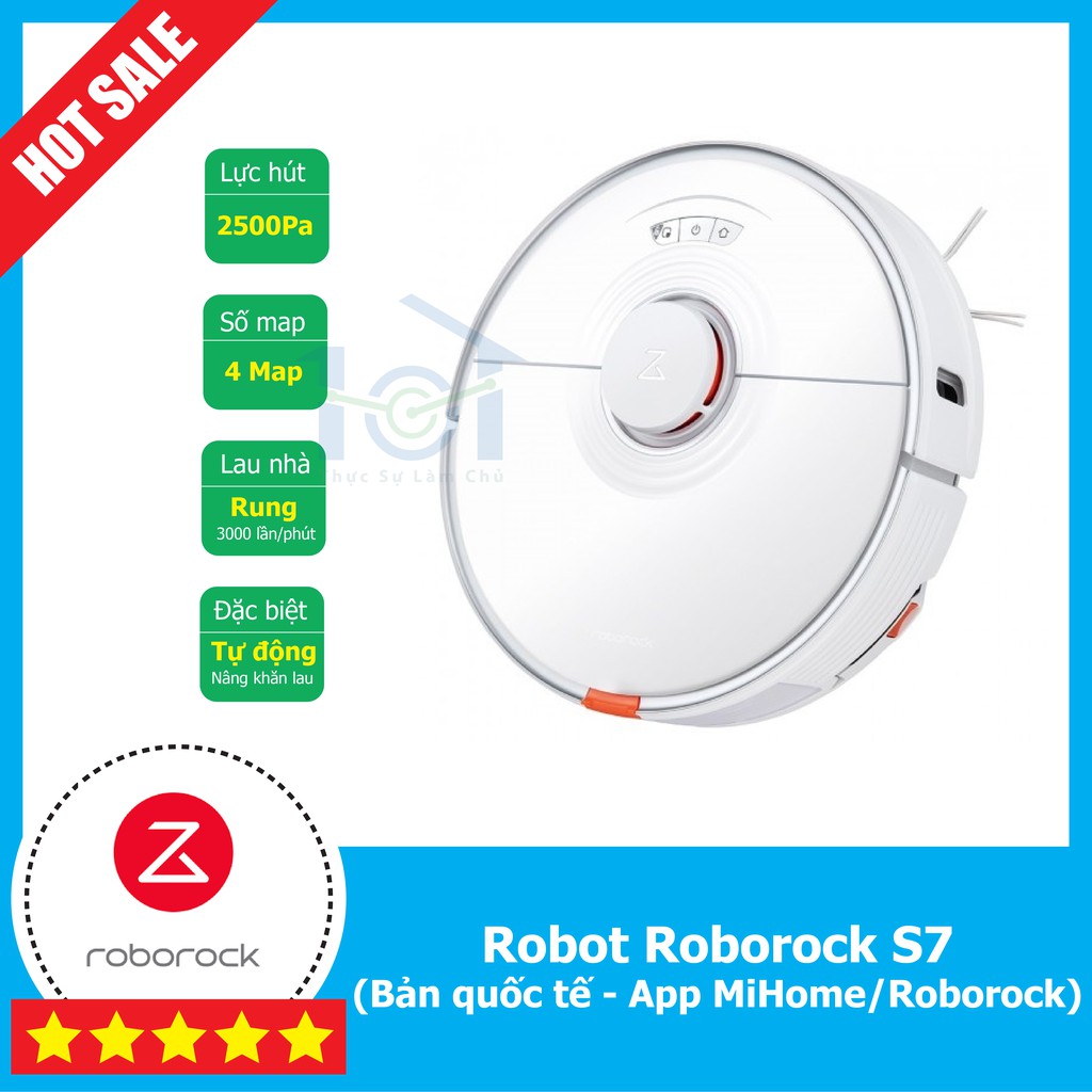 [Bh 1 năm] Robot hút bụi lau nhà Roborock S7 /S5 Max /S6 Max- bản quốc tế, kết nối Google/Alexa - App MiHome / Roborock