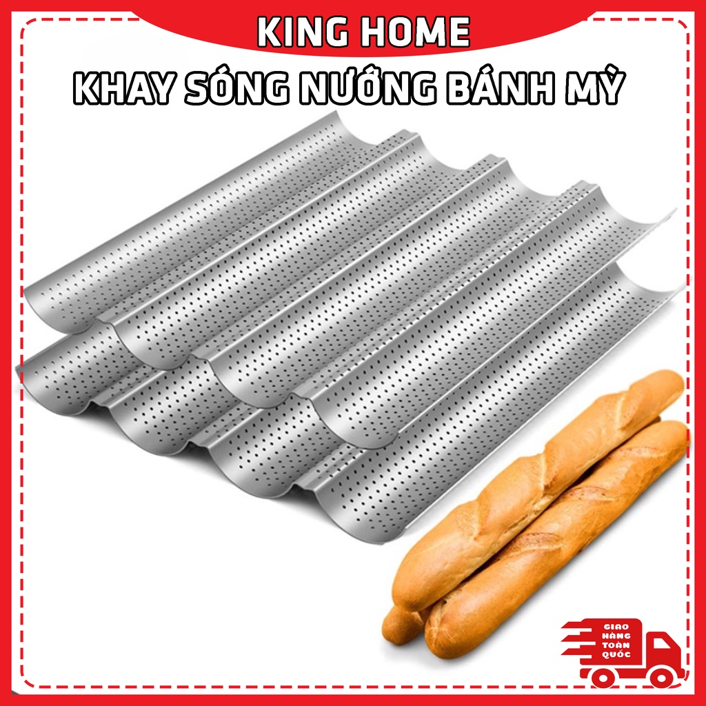 Khay nướng bánh mì baguette Pháp bằng thép Ý thiết kế 2 rãnh/ 4 rãnh tuỳ chọn chống dính tiện dụng