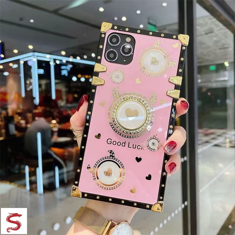 Ốp Điện Thoại Vuông Hình Cô Gái Bò Sữa Dễ Thương Cho IPhone 13 Pro Max 12 11 Pro Max XR XS Max 7 8 Plus