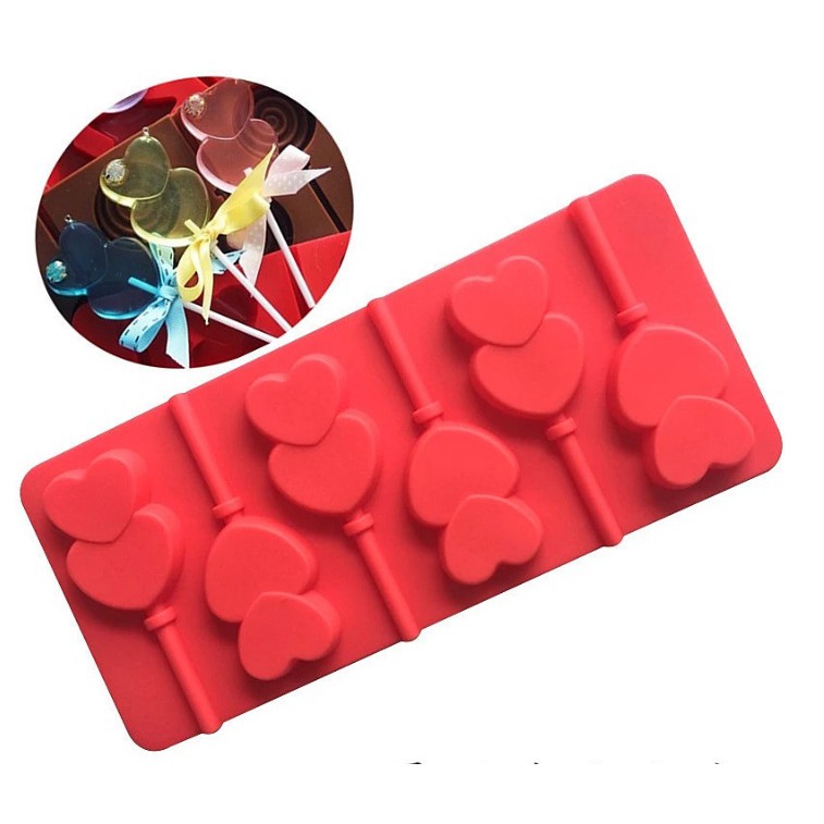 Khuôn socola valentine silicon kẹo tim đôi