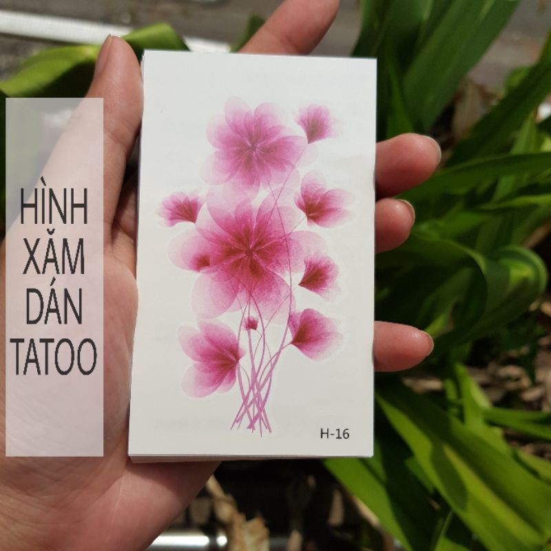 Hình xăm hoa màu loang h16. Xăm dán tatoo mini tạm thời, size &lt;10x6cm