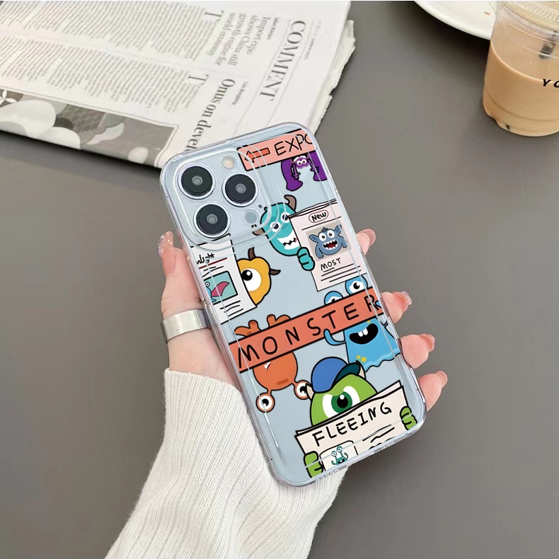 Ốp Điện Thoại TPU Hình Vuông Họa Tiết Quái Vật Cho Xiaomi Redmi Note 11 12 Pro 5G 11S 10 Pro 4G 10S Redmi 12C 11A 10C 9C