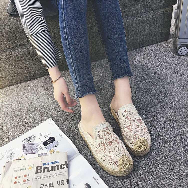 Dép Đan Cói Đế Dày Phối Ren Thời Trang Cho Nữ | BigBuy360 - bigbuy360.vn