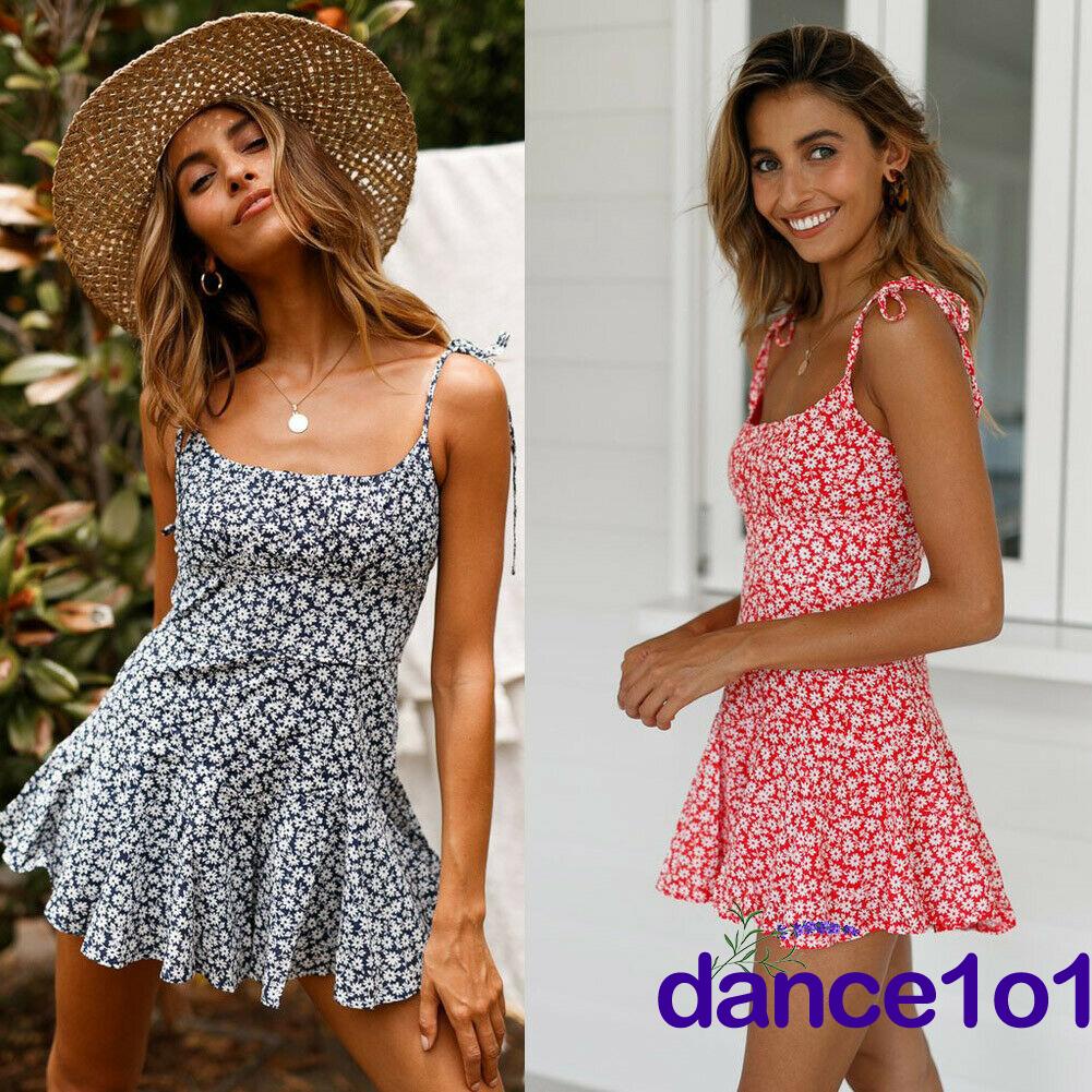 ❃Ra◑Đầm Dây Hoạ Tiết Hoa Thiết Kế Hở Lưng Phối Khoá Kéo Quyến Rũ