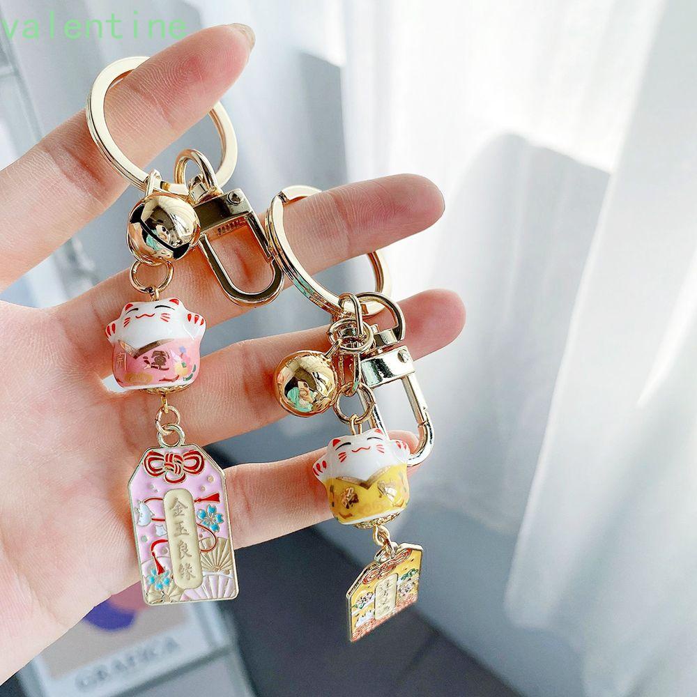 Móc khóa hình mèo may mắn gắn chuông AVALENTINE