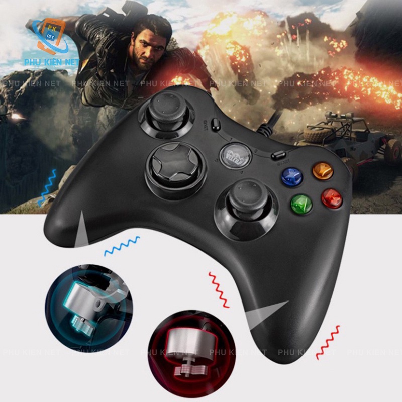 Tay Cầm Xbox 360 Controller Có Dây Chơi Game Cho PC  FO3  FO4  PS