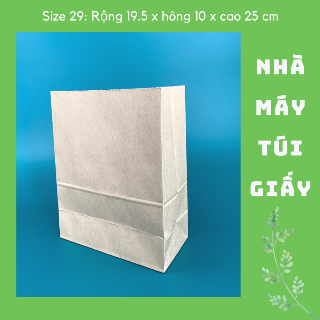 100 CHIẾC TÚI GIẤY KRAFT SIZE 29: 19.5x10x25 CM MÀU NÂU KHÔNG QUAI ( ẢNH THẬT)