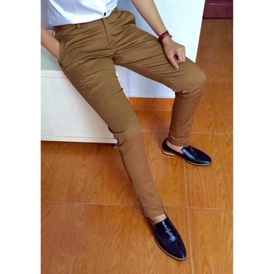 Quần Âu Nam Nâu Bò loại đẹp Quần Tây nam màu Nâu Bò co dãn không nhăn không xù dáng hàn quốc
